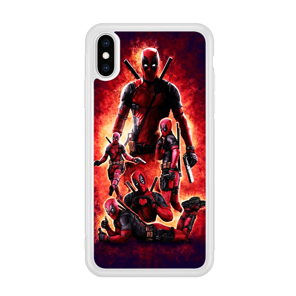 Deadpool On Fire iPhone Xs Max Case-Phone Case-Rubber White (2D Case)-Altracase