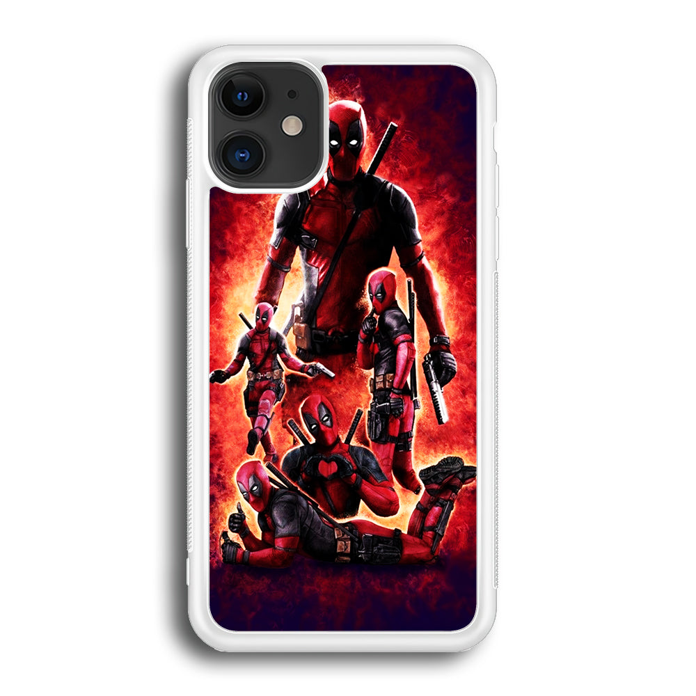 Deadpool On Fire iPhone 12 Case-Phone Case-Rubber White (2D Case)-Altracase