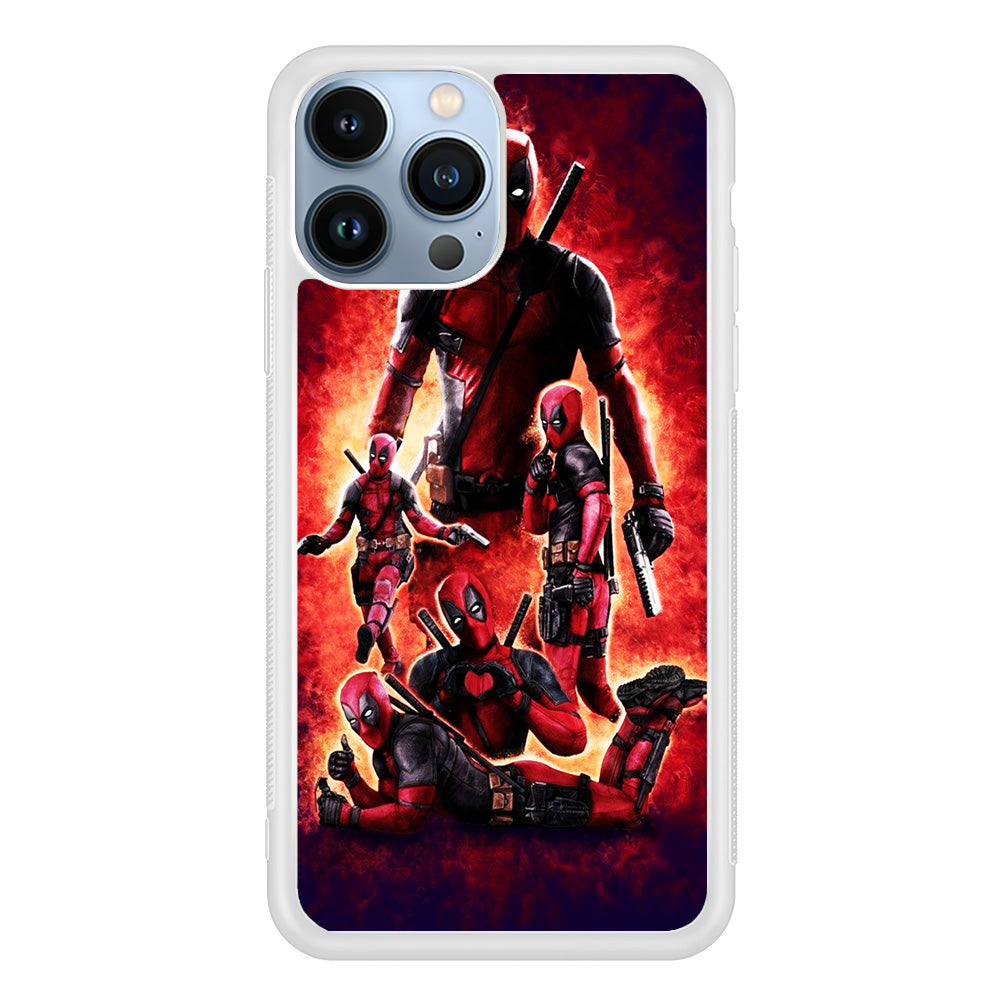 Deadpool On Fire iPhone 15 Pro Max Case-Phone Case-Rubber White (2D Case)-Altracase
