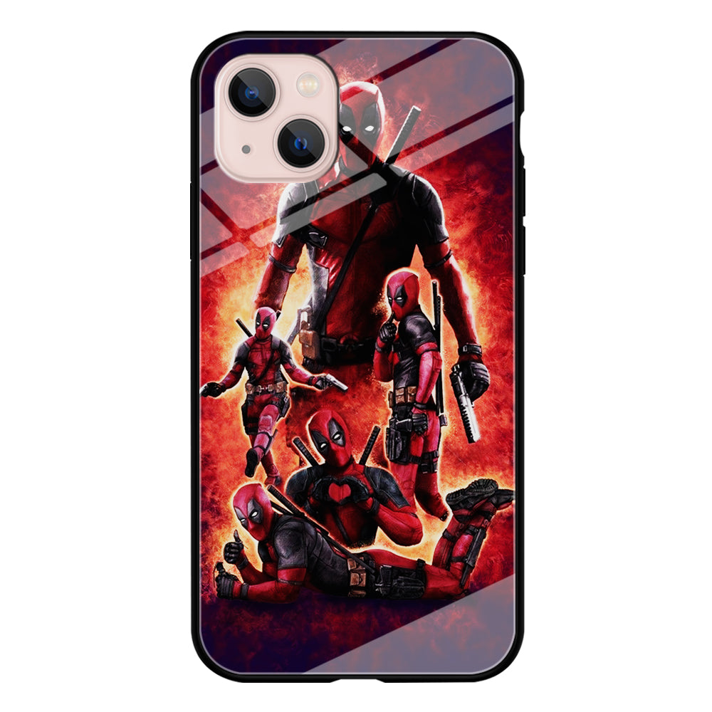 Deadpool On Fire iPhone 13 Mini Case-Phone Case-Tempered Glass Case-Altracase