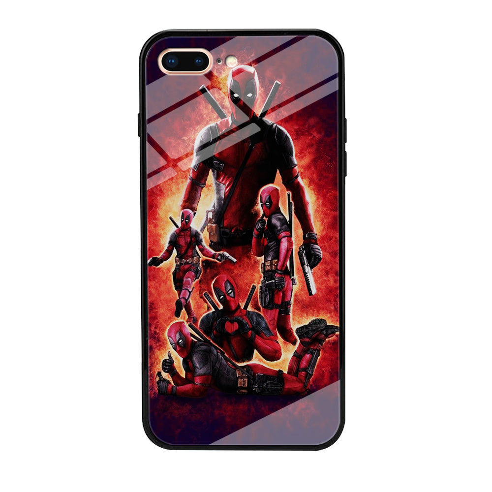 Deadpool On Fire iPhone 7 Plus Case-Phone Case-Tempered Glass Case-Altracase