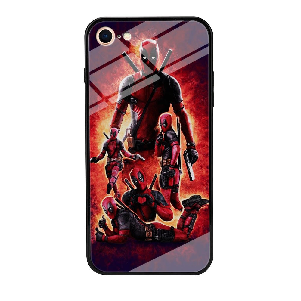 Deadpool On Fire iPhone 7 Case-Phone Case-Tempered Glass Case-Altracase