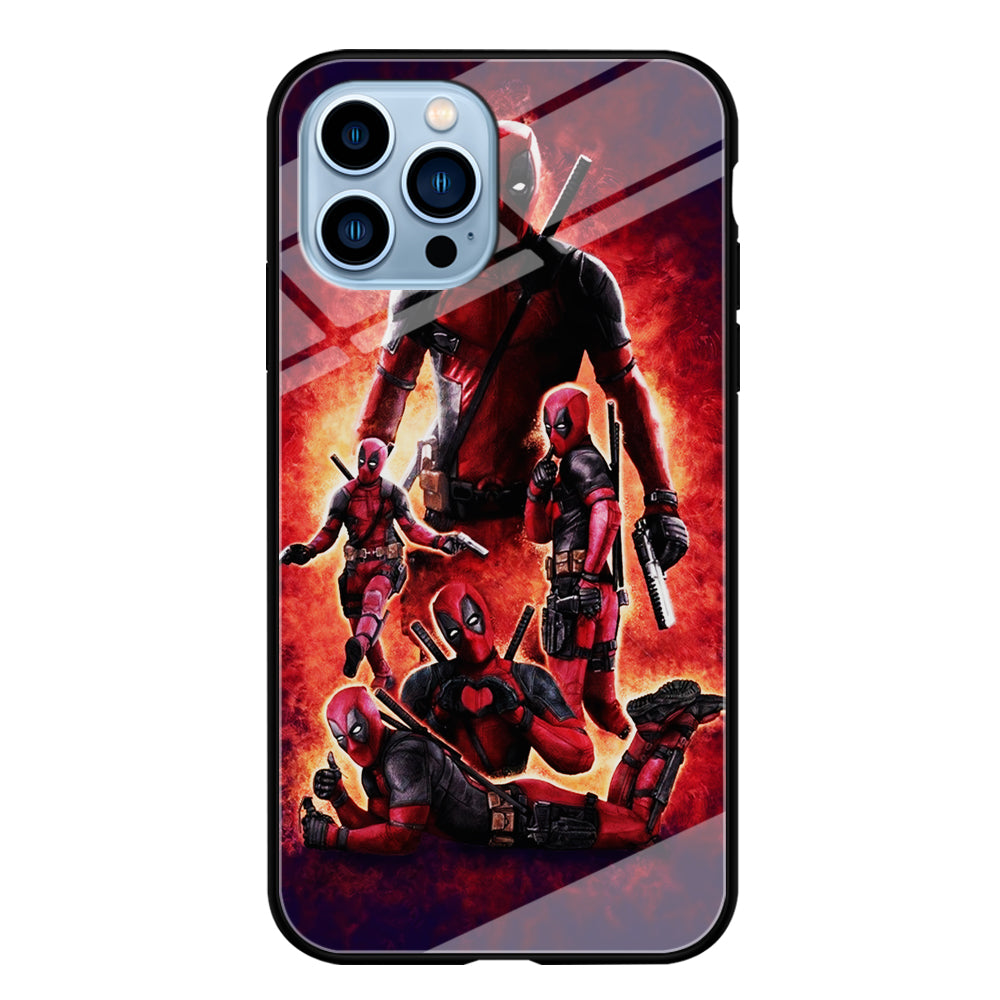 Deadpool On Fire iPhone 15 Pro Max Case-Phone Case-Tempered Glass Case-Altracase