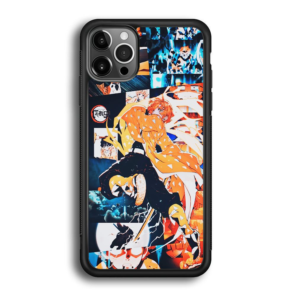 Demon Slayer Zenitsu Aesthetic iPhone 12 Pro Max Case-Phone Case-Rubber Black (2D Case)-Altracase
