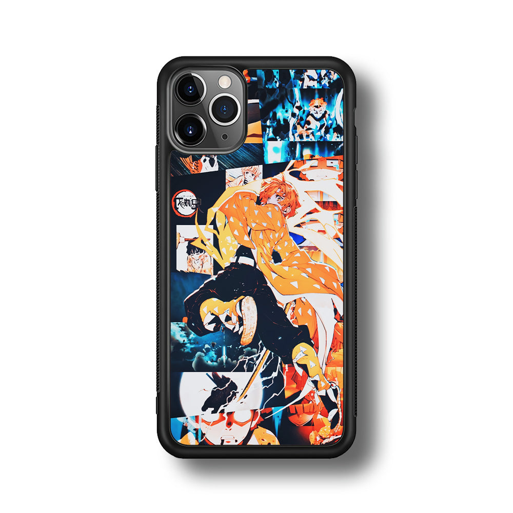 Demon Slayer Zenitsu Aesthetic iPhone 11 Pro Max Case-Phone Case-Rubber Black (2D Case)-Altracase