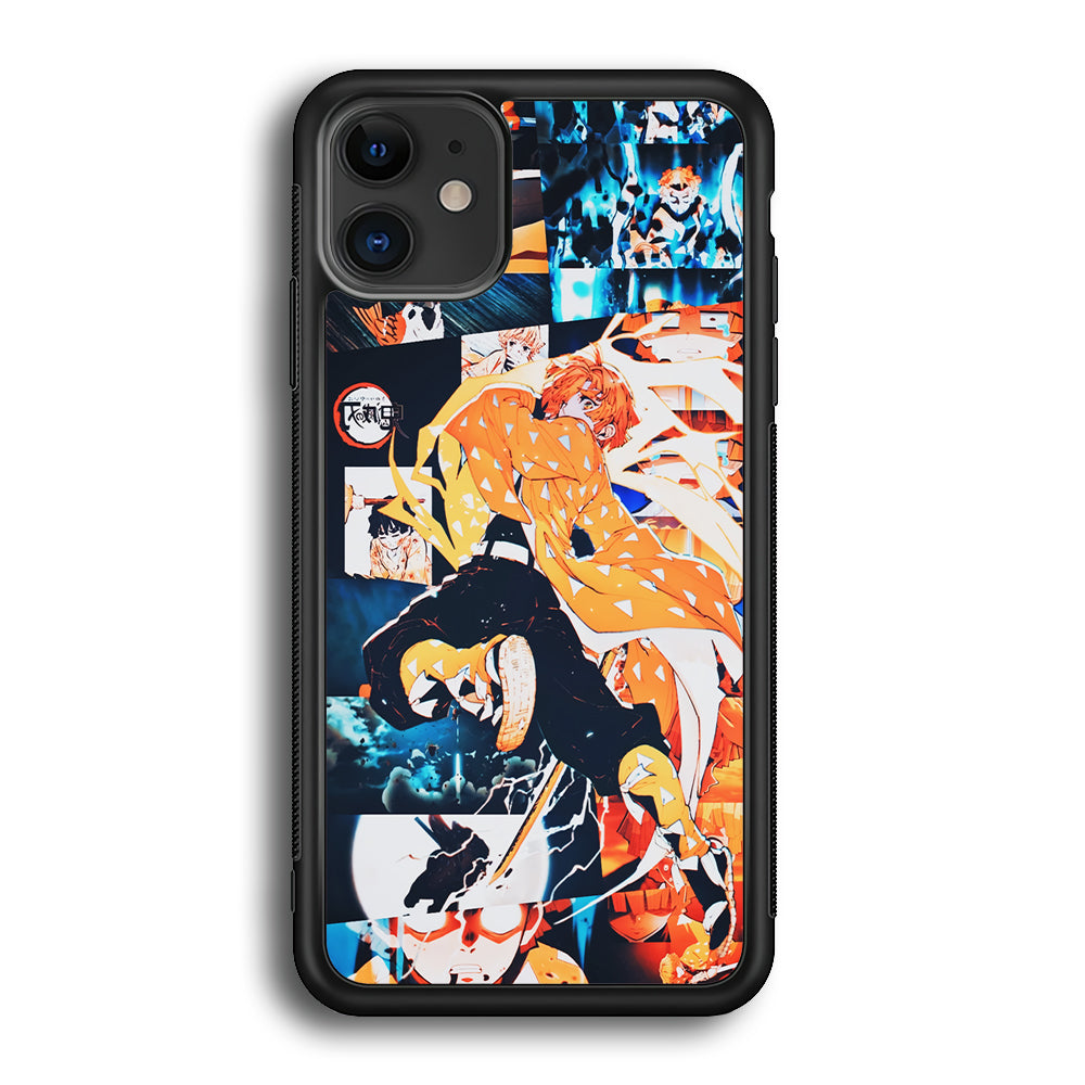 Demon Slayer Zenitsu Aesthetic iPhone 12 Case-Phone Case-Rubber Black (2D Case)-Altracase