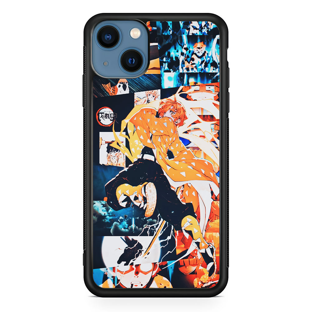 Demon Slayer Zenitsu Aesthetic iPhone 13 Case-Phone Case-Rubber Black (2D Case)-Altracase