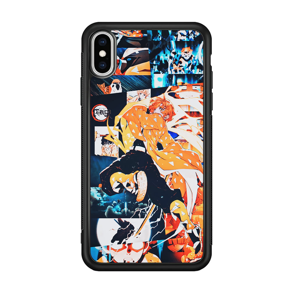 Demon Slayer Zenitsu Aesthetic iPhone Xs Case-Phone Case-Rubber Black (2D Case)-Altracase