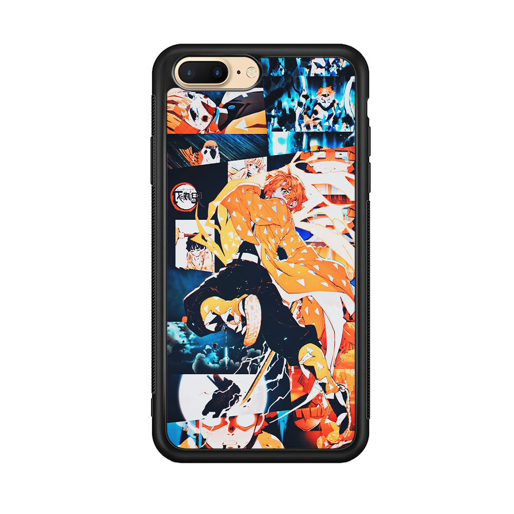 Demon Slayer Zenitsu Aesthetic iPhone 8 Plus Case-Phone Case-Rubber Black (2D Case)-Altracase