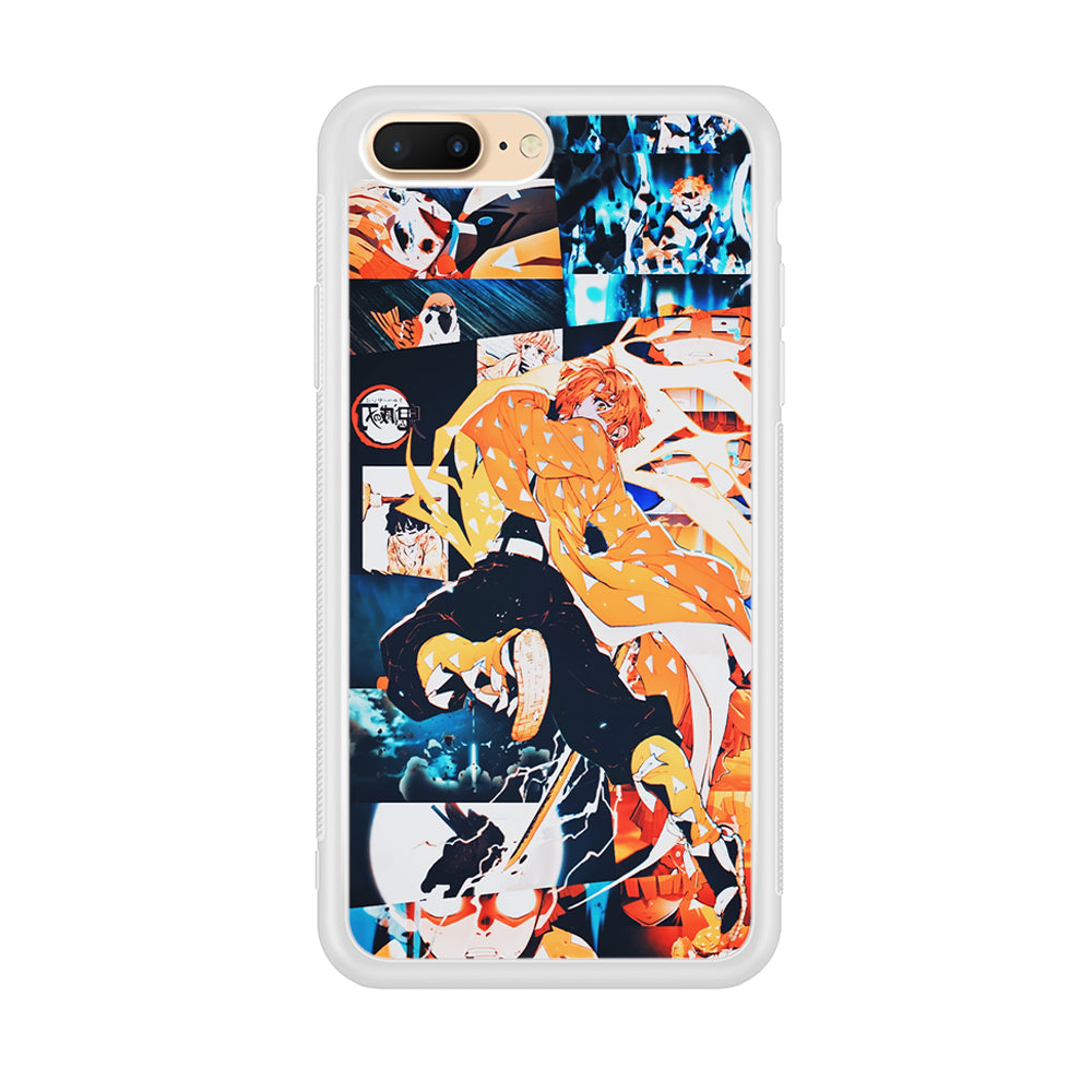 Demon Slayer Zenitsu Aesthetic iPhone 8 Plus Case-Phone Case-Rubber White (2D Case)-Altracase