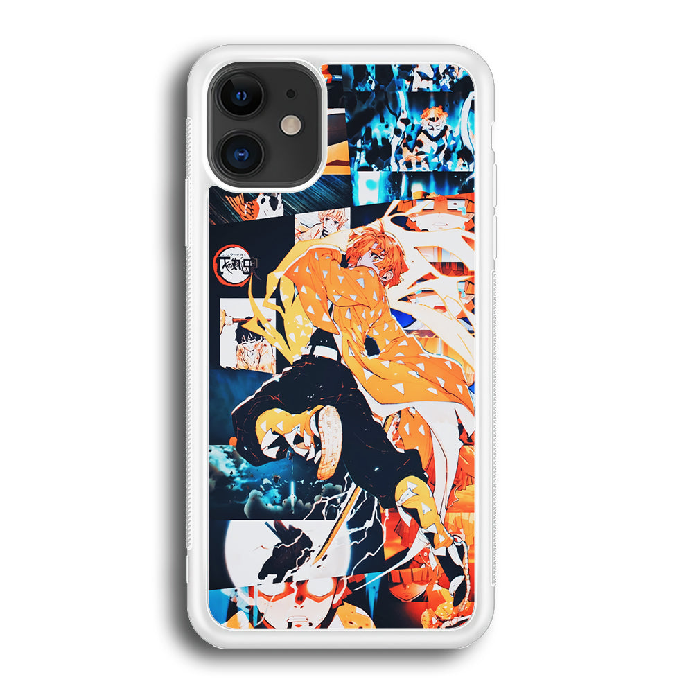 Demon Slayer Zenitsu Aesthetic iPhone 12 Case-Phone Case-Rubber White (2D Case)-Altracase