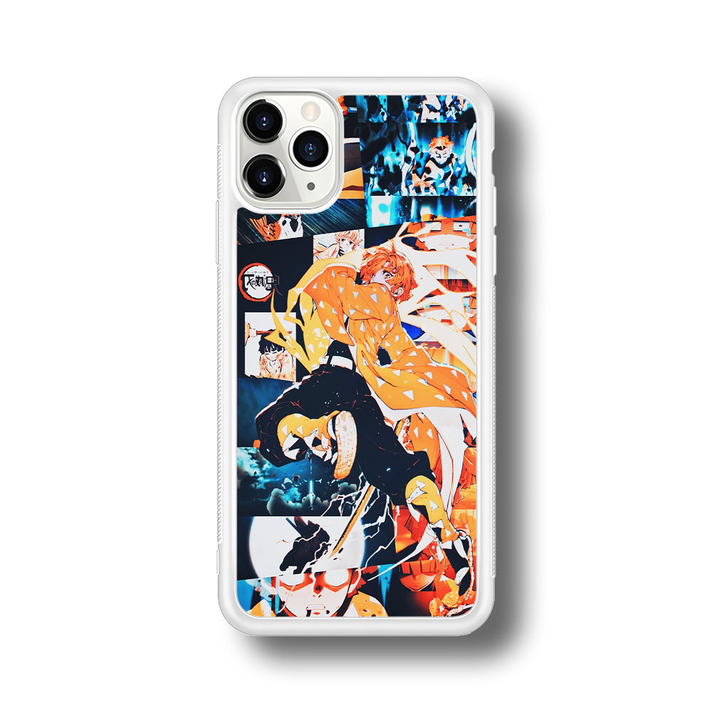 Demon Slayer Zenitsu Aesthetic iPhone 11 Pro Max Case-Phone Case-Rubber White (2D Case)-Altracase