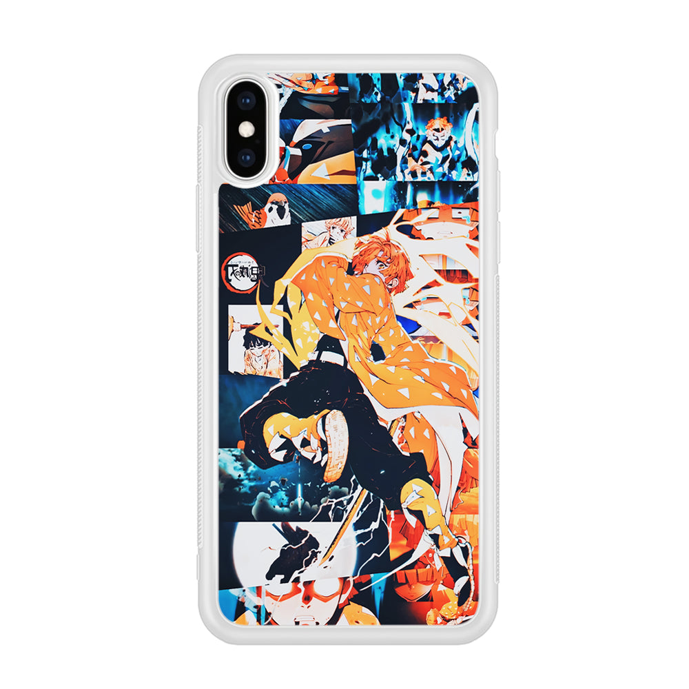 Demon Slayer Zenitsu Aesthetic iPhone Xs Case-Phone Case-Rubber White (2D Case)-Altracase