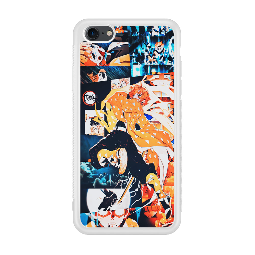 Demon Slayer Zenitsu Aesthetic iPhone 7 Case-Phone Case-Rubber White (2D Case)-Altracase