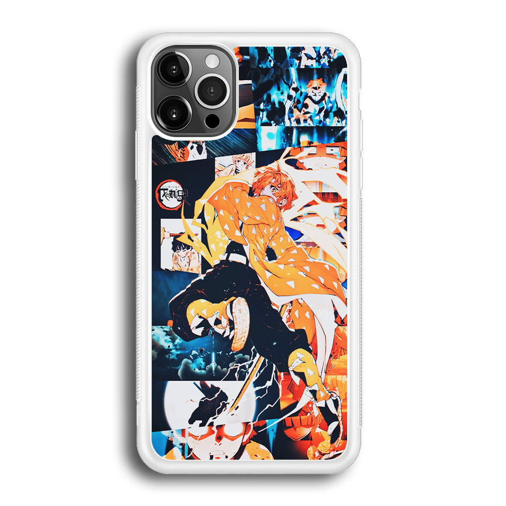 Demon Slayer Zenitsu Aesthetic iPhone 12 Pro Max Case-Phone Case-Rubber White (2D Case)-Altracase