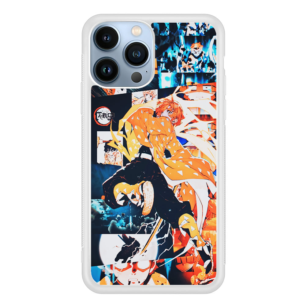 Demon Slayer Zenitsu Aesthetic iPhone 15 Pro Max Case-Phone Case-Rubber White (2D Case)-Altracase