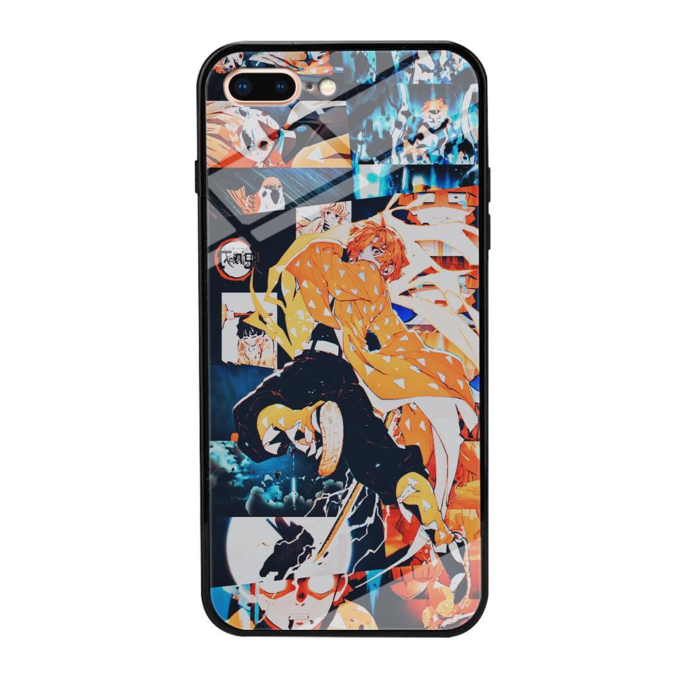 Demon Slayer Zenitsu Aesthetic iPhone 8 Plus Case-Phone Case-Tempered Glass Case-Altracase
