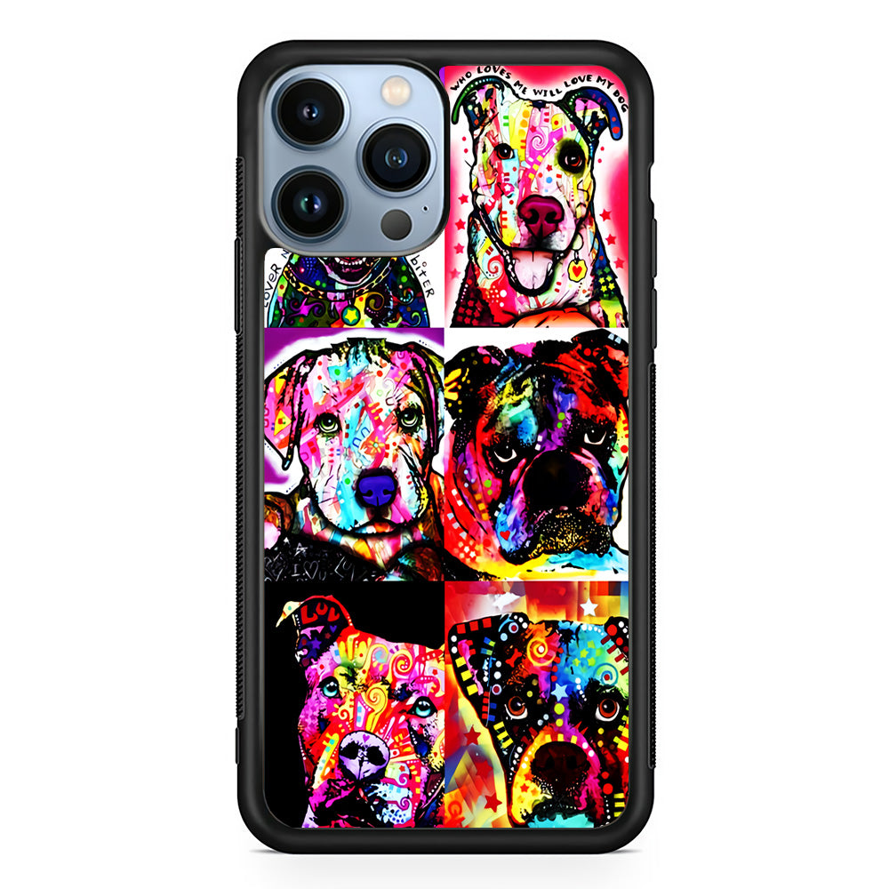Dog Colorful Art Collage iPhone 15 Pro Max Case-Phone Case-Rubber Black (2D Case)-Altracase