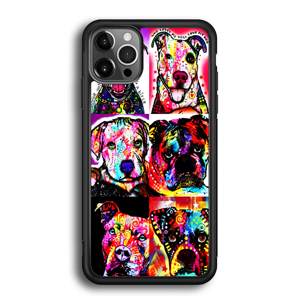 Dog Colorful Art Collage iPhone 12 Pro Max Case-Phone Case-Rubber Black (2D Case)-Altracase