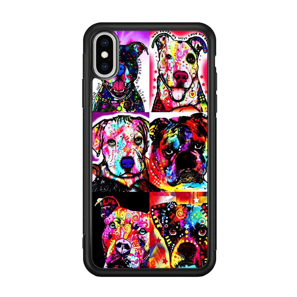 Dog Colorful Art Collage iPhone Xs Case-Phone Case-Rubber Black (2D Case)-Altracase