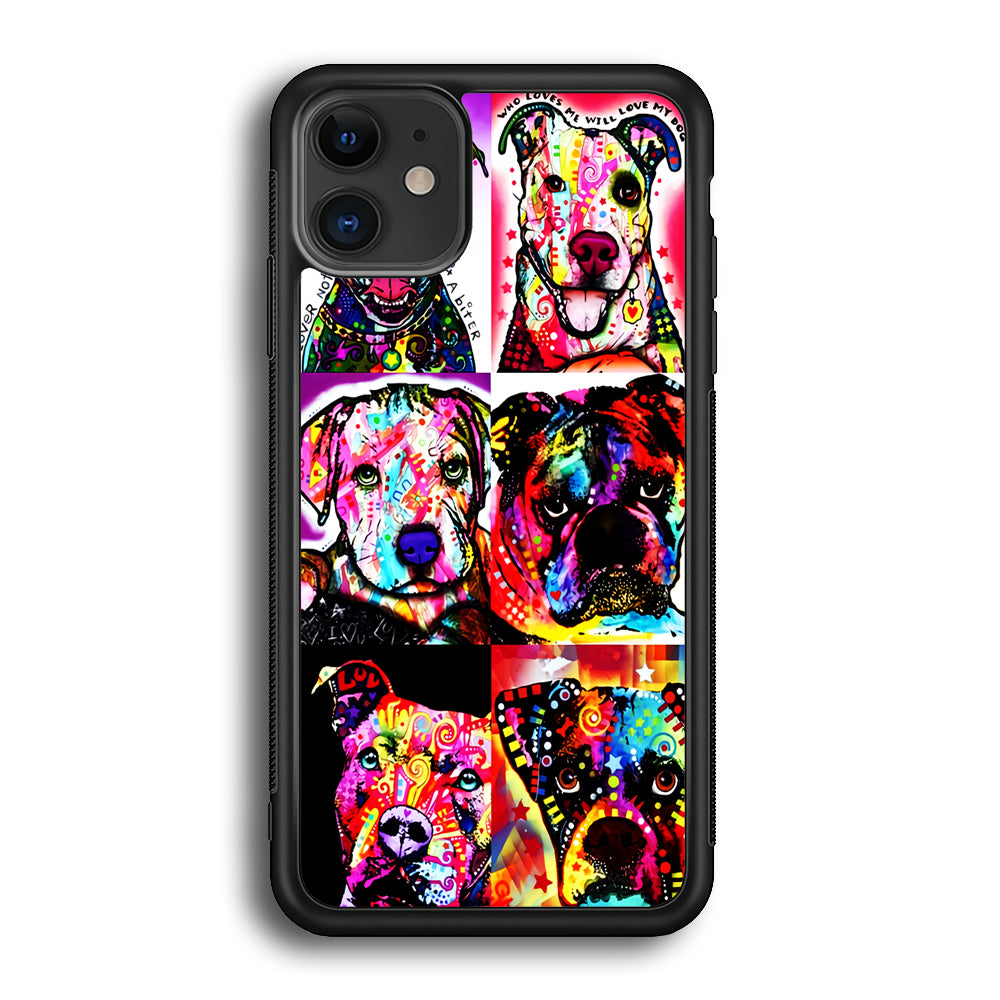 Dog Colorful Art Collage iPhone 12 Case-Phone Case-Rubber Black (2D Case)-Altracase