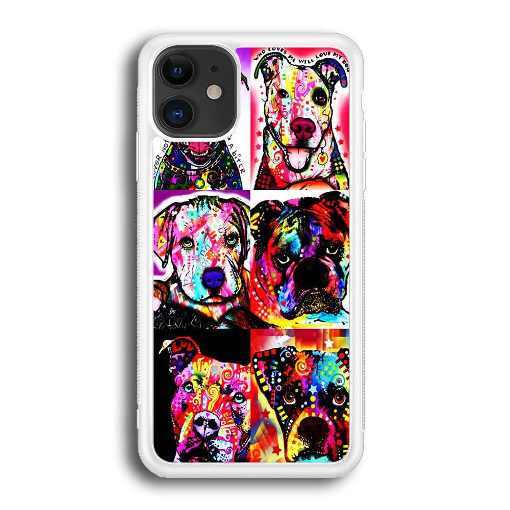 Dog Colorful Art Collage iPhone 12 Case-Phone Case-Rubber White (2D Case)-Altracase