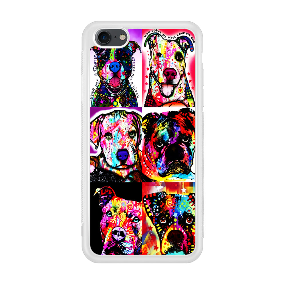 Dog Colorful Art Collage iPhone 7 Case-Phone Case-Rubber White (2D Case)-Altracase
