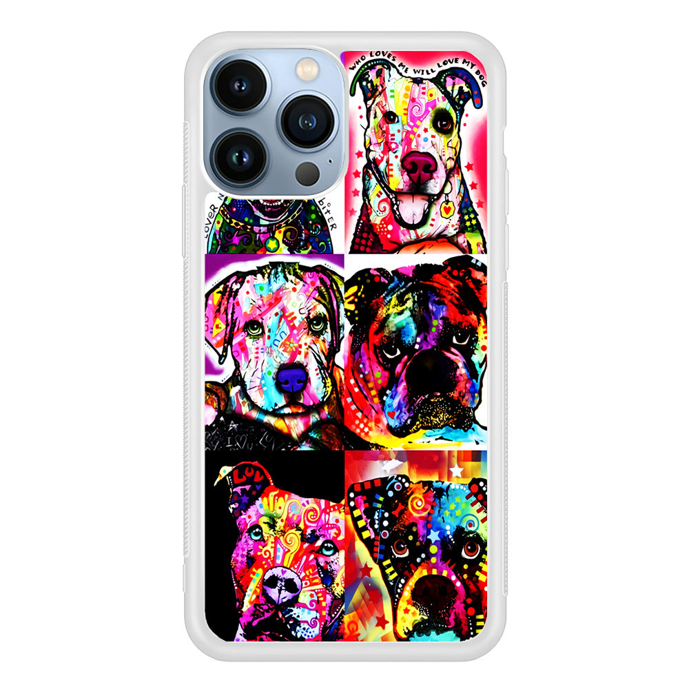 Dog Colorful Art Collage iPhone 15 Pro Max Case-Phone Case-Rubber White (2D Case)-Altracase