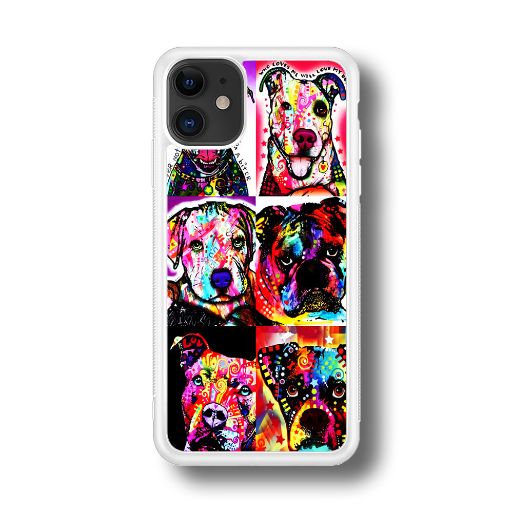 Dog Colorful Art Collage iPhone 11 Case-Phone Case-Rubber White (2D Case)-Altracase