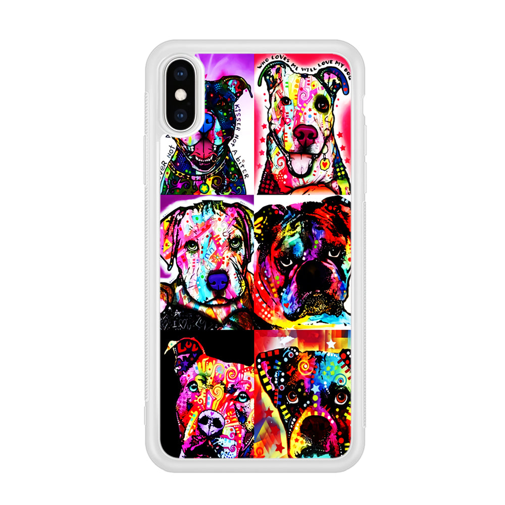 Dog Colorful Art Collage iPhone Xs Case-Phone Case-Rubber White (2D Case)-Altracase