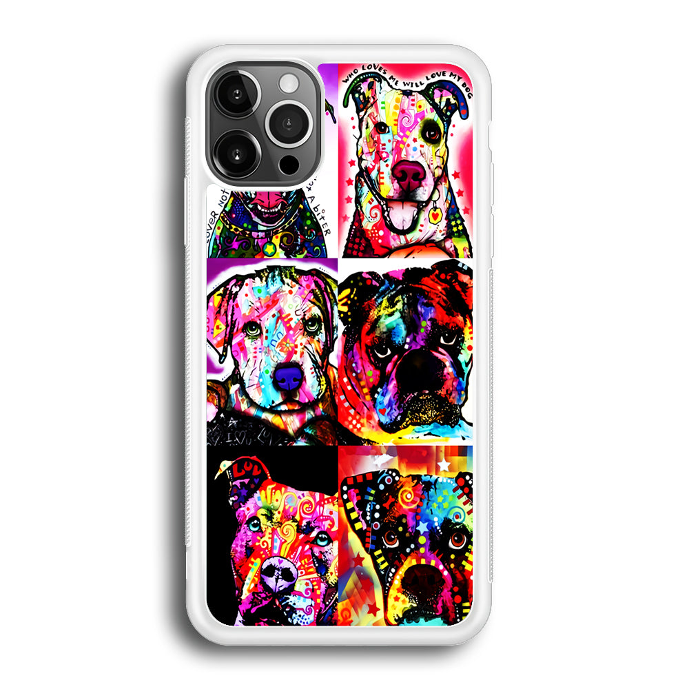 Dog Colorful Art Collage iPhone 12 Pro Max Case-Phone Case-Rubber White (2D Case)-Altracase