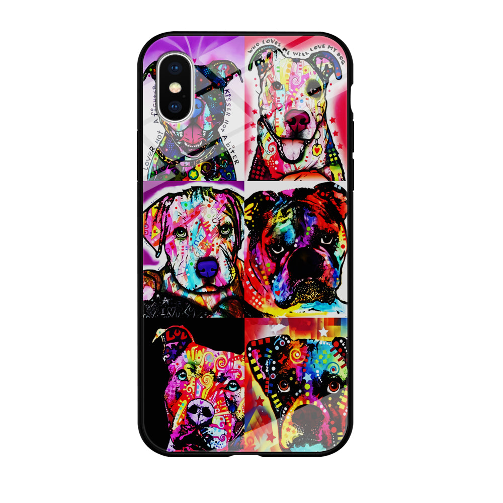 Dog Colorful Art Collage iPhone Xs Case-Phone Case-Tempered Glass Case-Altracase