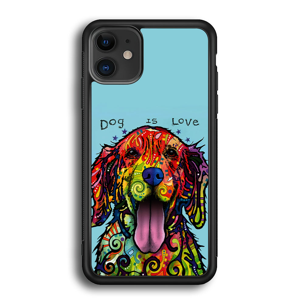 Dog is Love Painting Art iPhone 12 Case-Phone Case-Rubber Black (2D Case)-Altracase