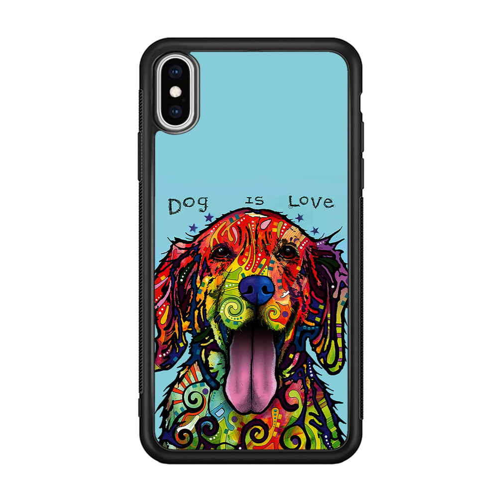 Dog is Love Painting Art iPhone Xs Case-Phone Case-Rubber Black (2D Case)-Altracase