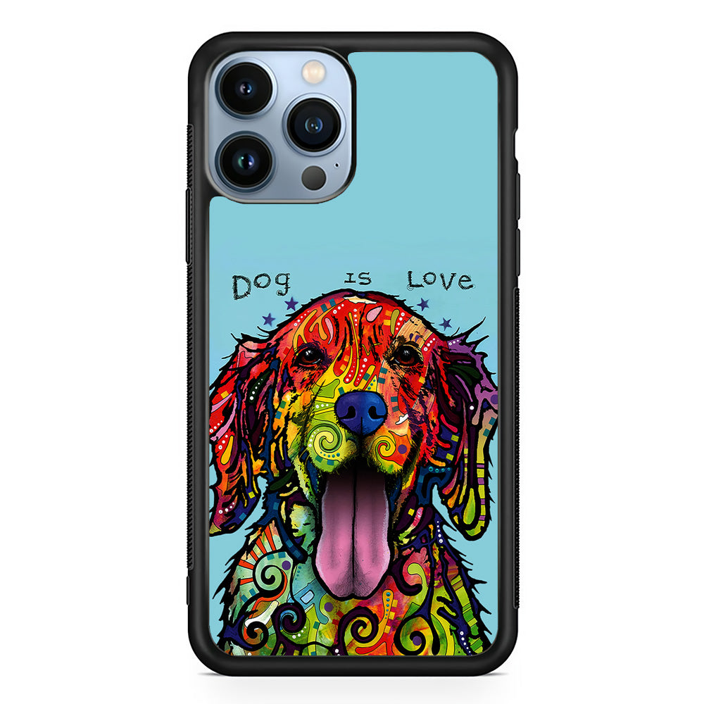 Dog is Love Painting Art iPhone 15 Pro Max Case-Phone Case-Rubber Black (2D Case)-Altracase