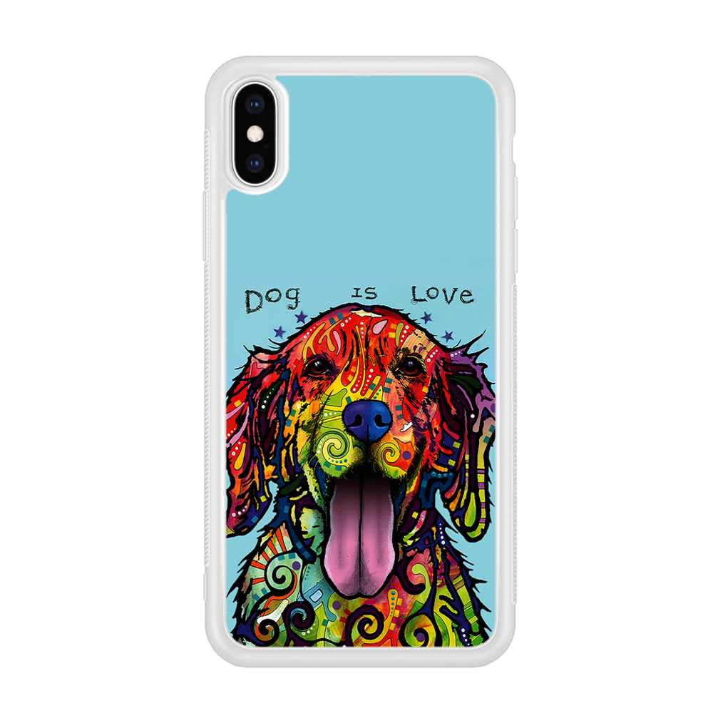Dog is Love Painting Art iPhone Xs Case-Phone Case-Rubber White (2D Case)-Altracase
