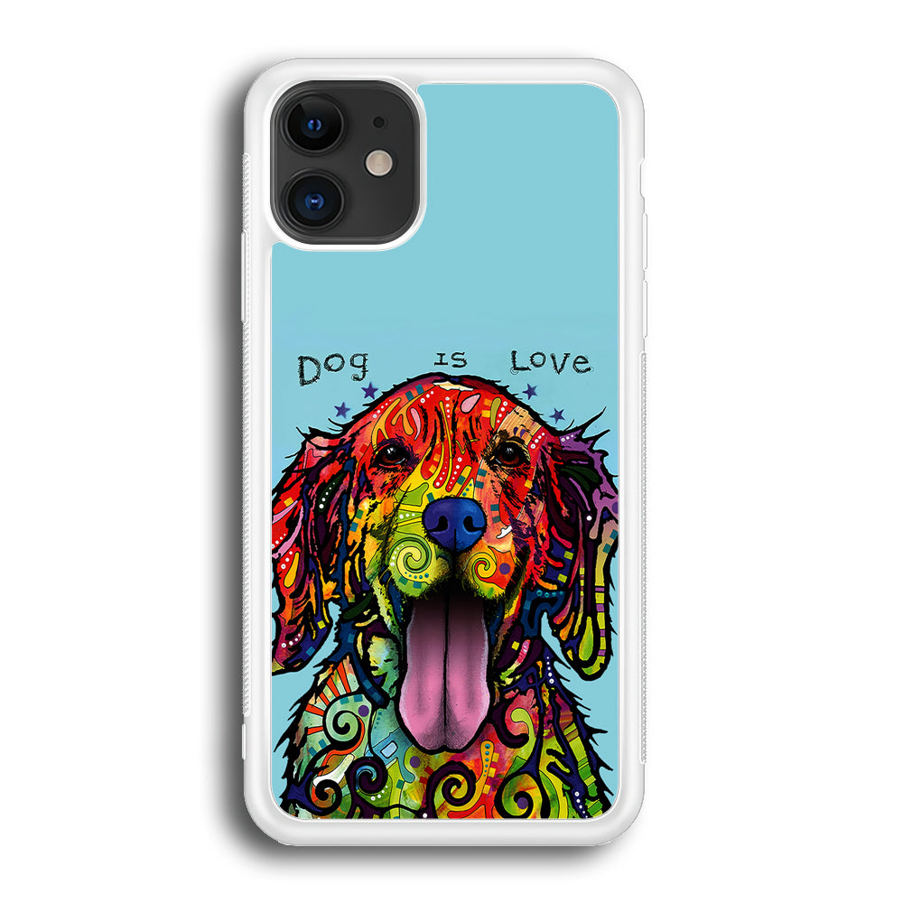 Dog is Love Painting Art iPhone 12 Case-Phone Case-Rubber White (2D Case)-Altracase