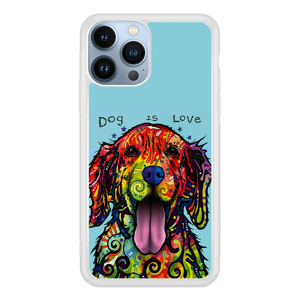 Dog is Love Painting Art iPhone 15 Pro Max Case-Phone Case-Rubber White (2D Case)-Altracase