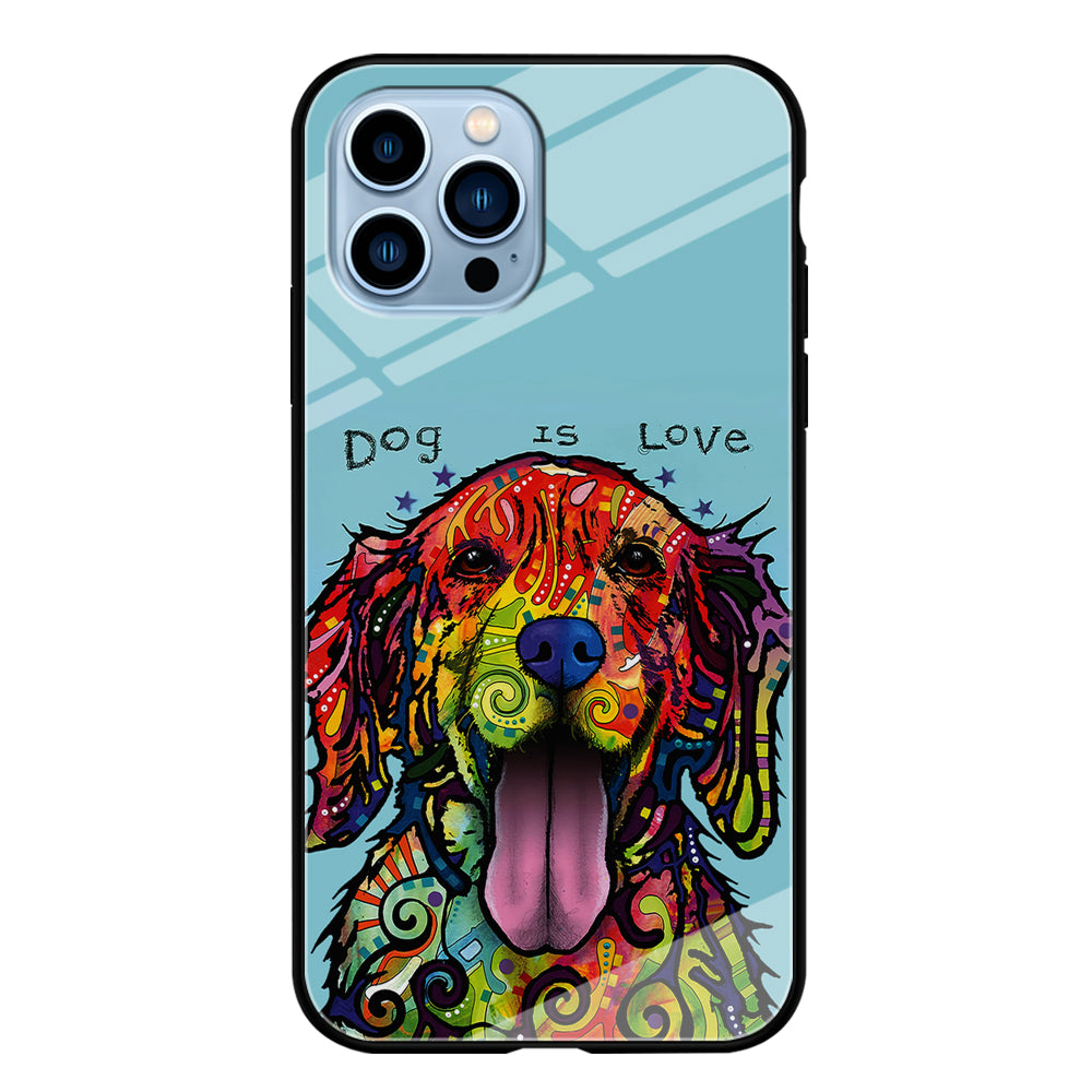 Dog is Love Painting Art iPhone 15 Pro Max Case-Phone Case-Tempered Glass Case-Altracase