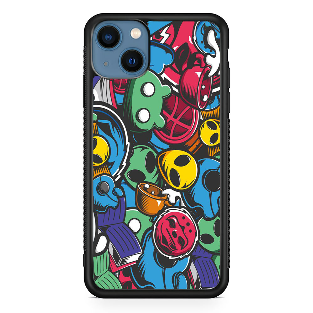 Doodle 001 iPhone 13 Case-Phone Case-Rubber Black (2D Case)-Altracase