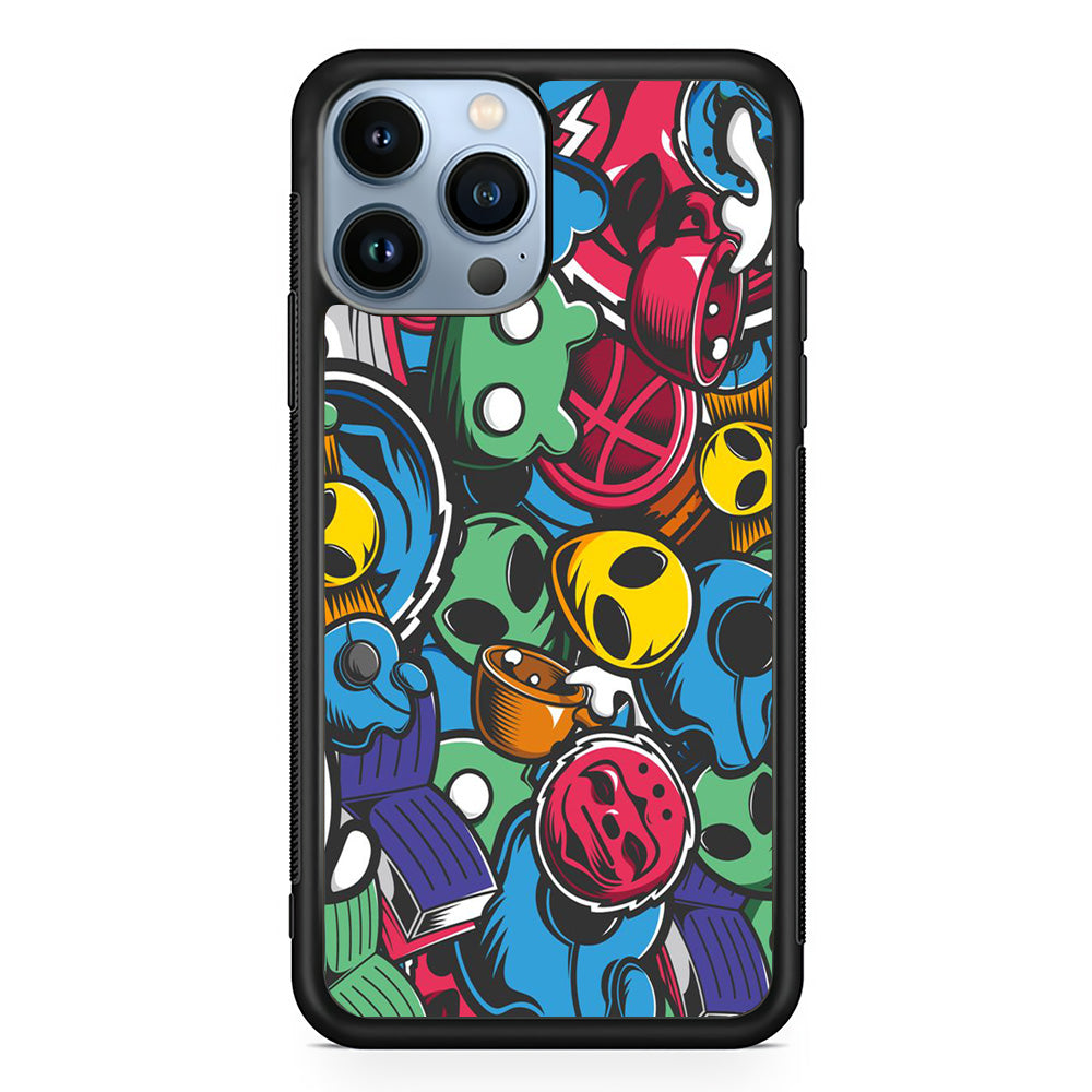 Doodle 001 iPhone 15 Pro Max Case-Phone Case-Rubber Black (2D Case)-Altracase