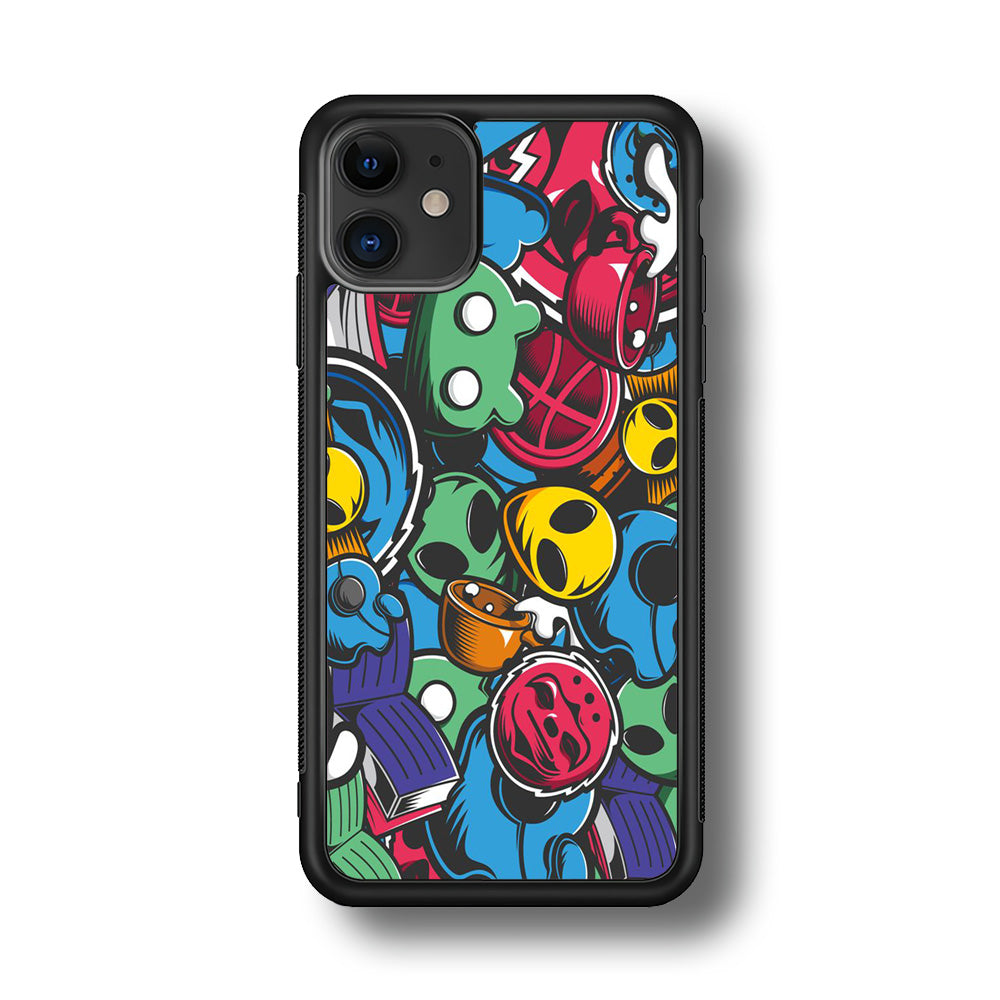 Doodle 001 iPhone 11 Case-Phone Case-Rubber Black (2D Case)-Altracase