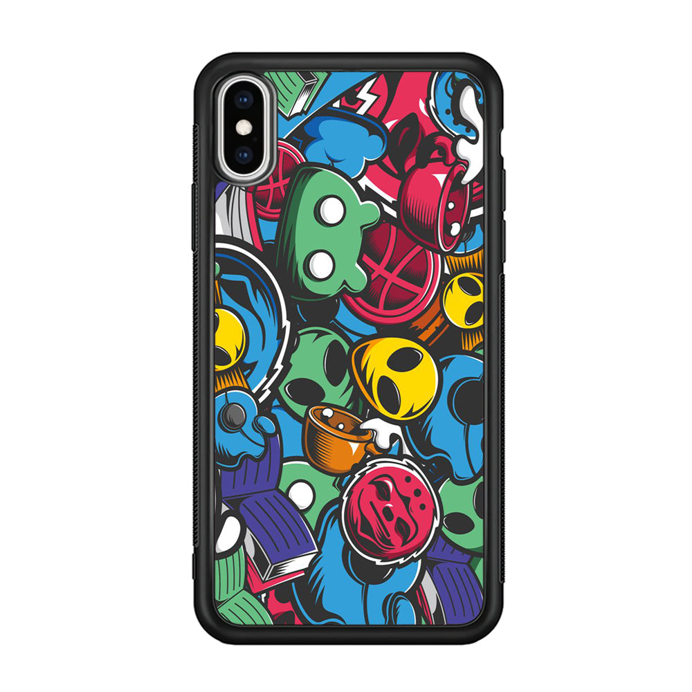 Doodle 001 iPhone Xs Case-Phone Case-Rubber Black (2D Case)-Altracase