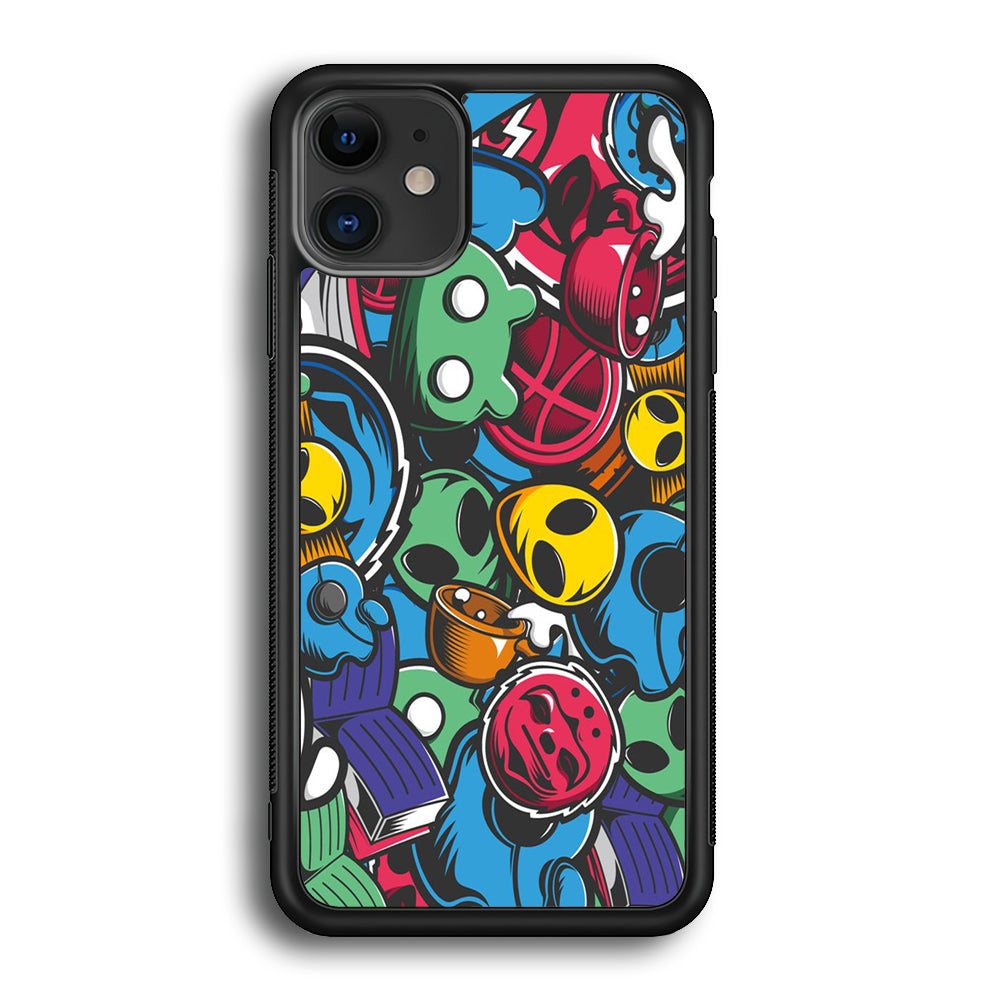 Doodle 001 iPhone 12 Case-Phone Case-Rubber Black (2D Case)-Altracase