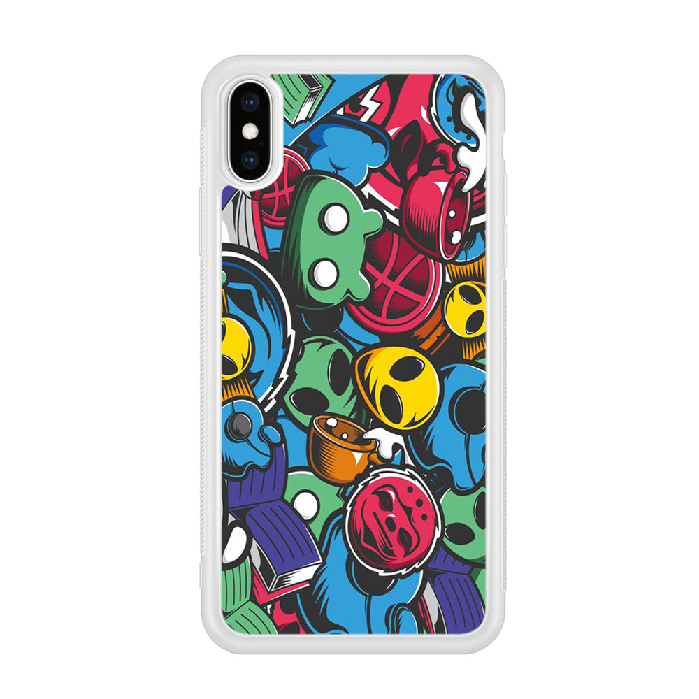 Doodle 001 iPhone Xs Case-Phone Case-Rubber White (2D Case)-Altracase