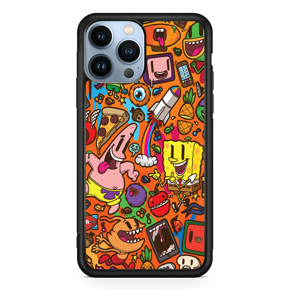 Doodle Art 005 iPhone 15 Pro Case-Phone Case-Rubber Black (2D Case)-Altracase
