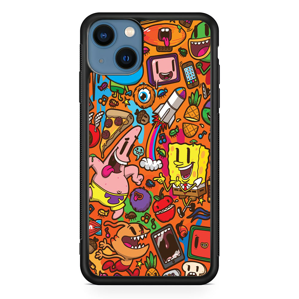 Doodle Art 005 iPhone 13 Case-Phone Case-Rubber Black (2D Case)-Altracase