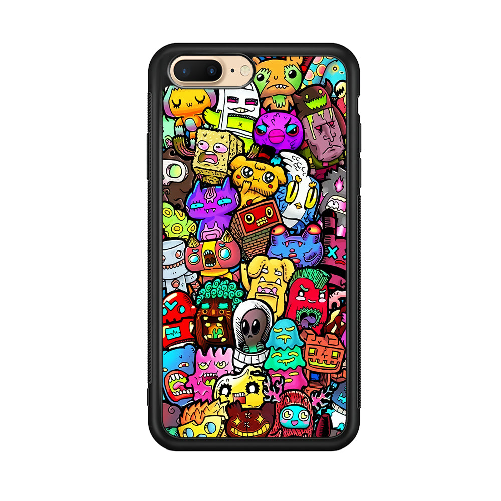 Doodle Cute Character iPhone 8 Plus Case-Phone Case-Rubber Black (2D Case)-Altracase