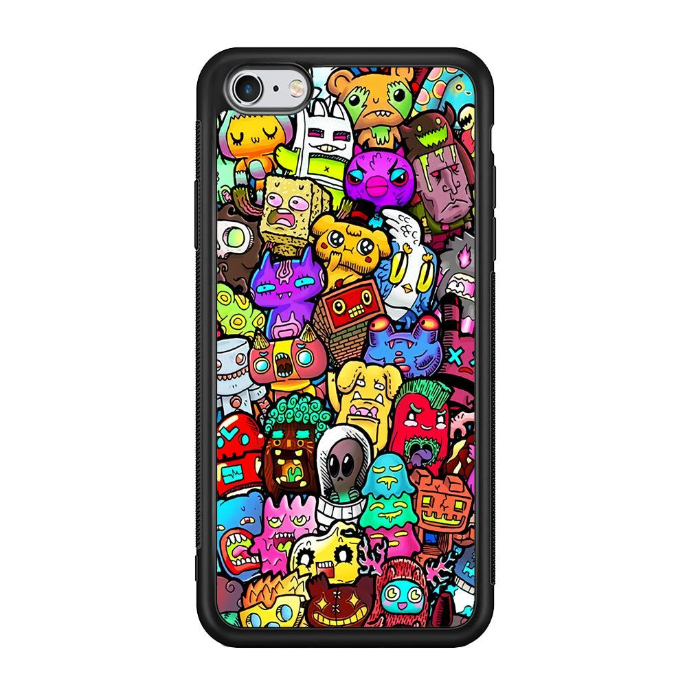 Doodle Cute Character iPhone 6 | 6s Case-Phone Case-Rubber Black (2D Case)-Altracase