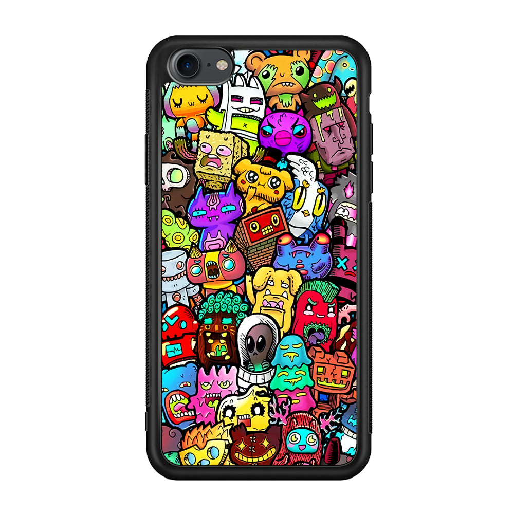 Doodle Cute Character iPhone 7 Case-Phone Case-Rubber Black (2D Case)-Altracase